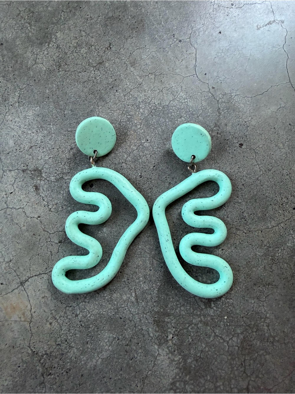 Vintage Mint Abstract Squiggle Dangle Earrings